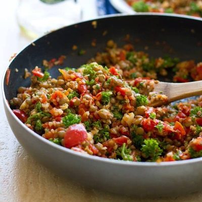 A picture of Sauteed Garlic and Tomato Lentil Salad
