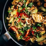 Stir Fry with Noodles in a pan.