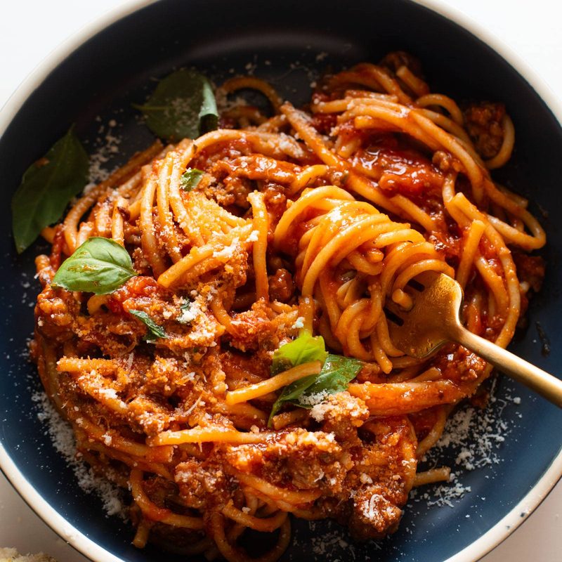 Instant Pot Spaghetti in a bowl